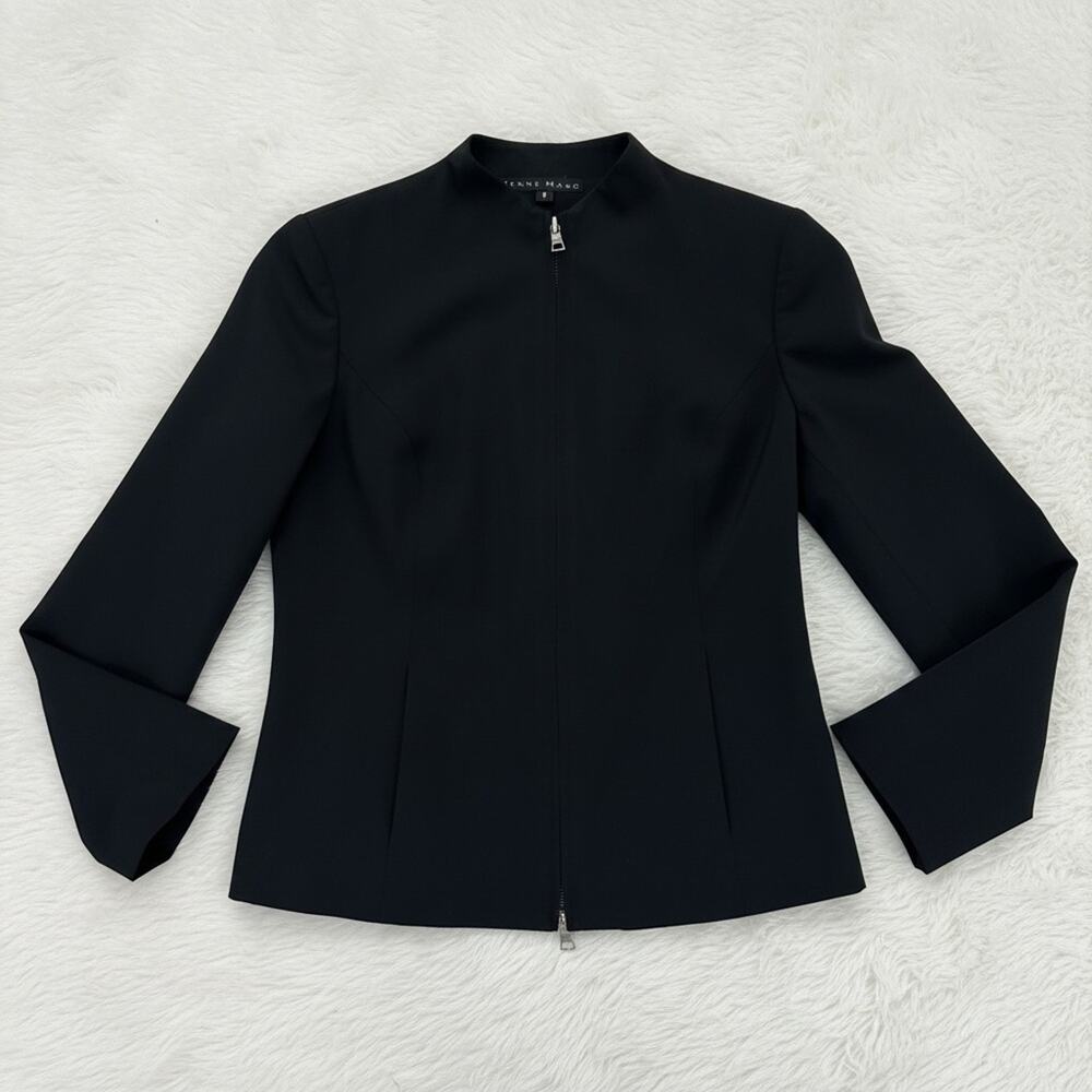 Jenne Maag Women's Black Full Zip Mock Neck Jacket - Size P (Small Petite) 
 b82